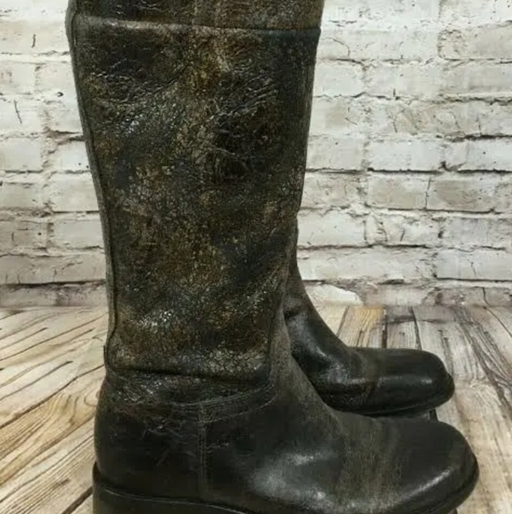 Steven By Steve Madden "reins" Grey / Brown Leather Distressed Knee High - Picture 6 of 8